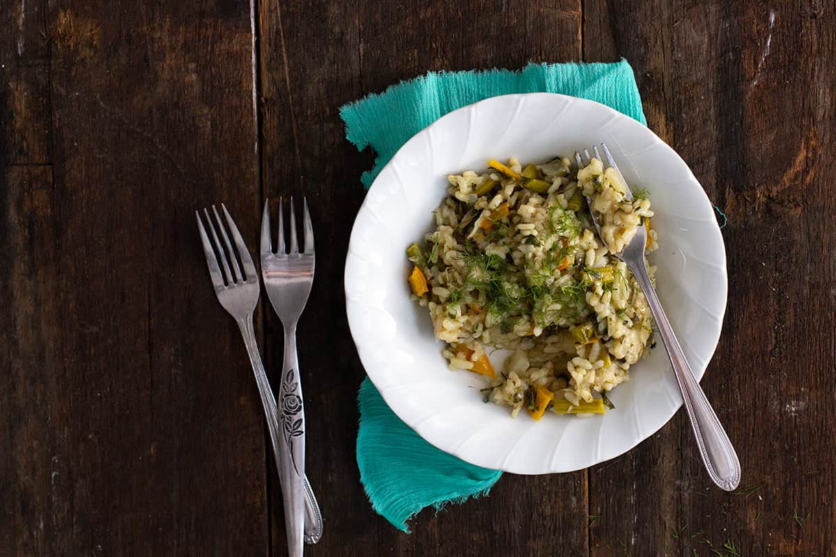 fennel, asparagus & capsicum risotto