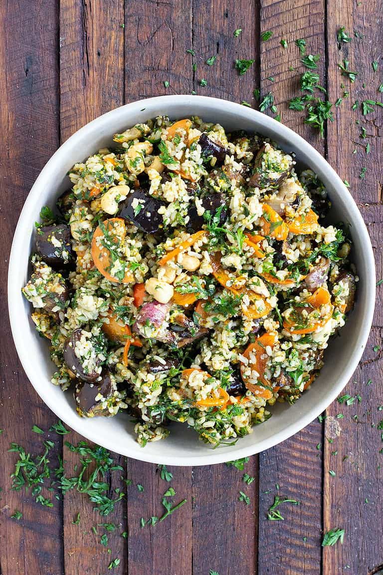 eggplant, persimmon & brown rice salad w mustard dressing recipe ...