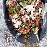 roasted eggplant w date syrup and tahini dressing