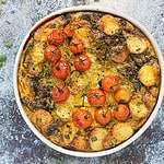 silverbeet, potato & truss tomato frittata