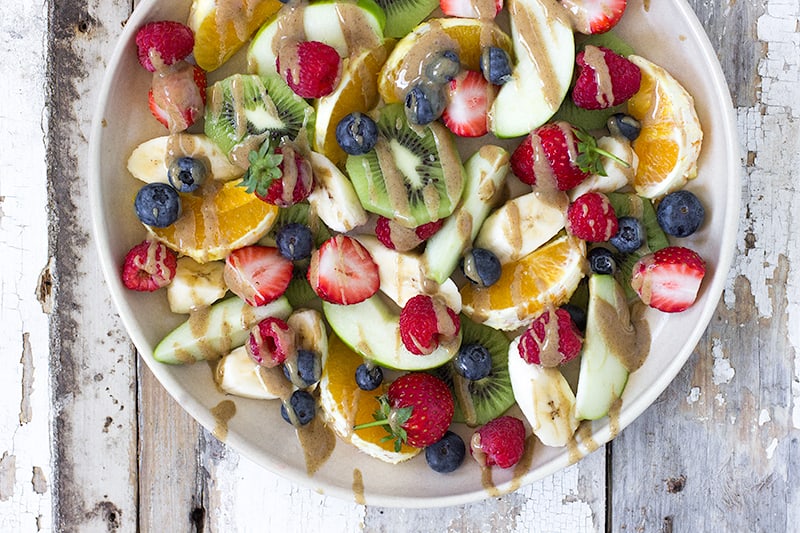 fruit platter w tahini caramel & chocolate recipe | Jessica Cox