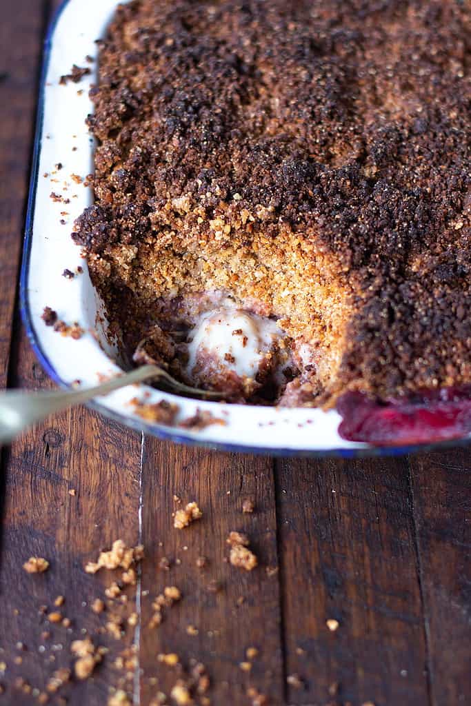 gluten free rhubarb, apple & ginger crumble