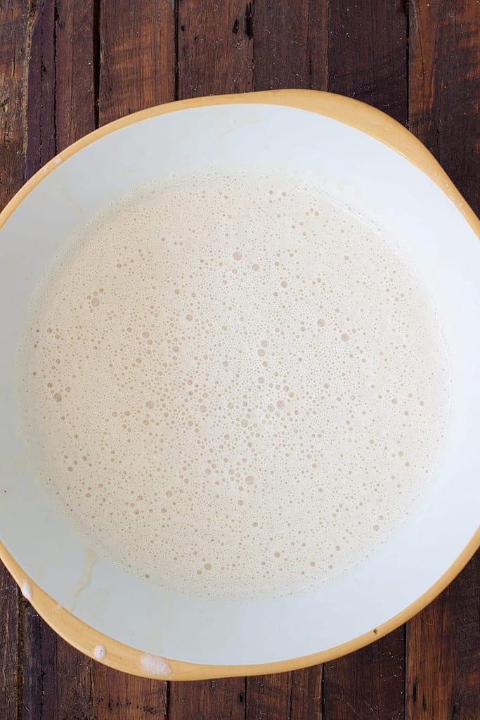 Freshly squeezed soy milk from nut milk bag