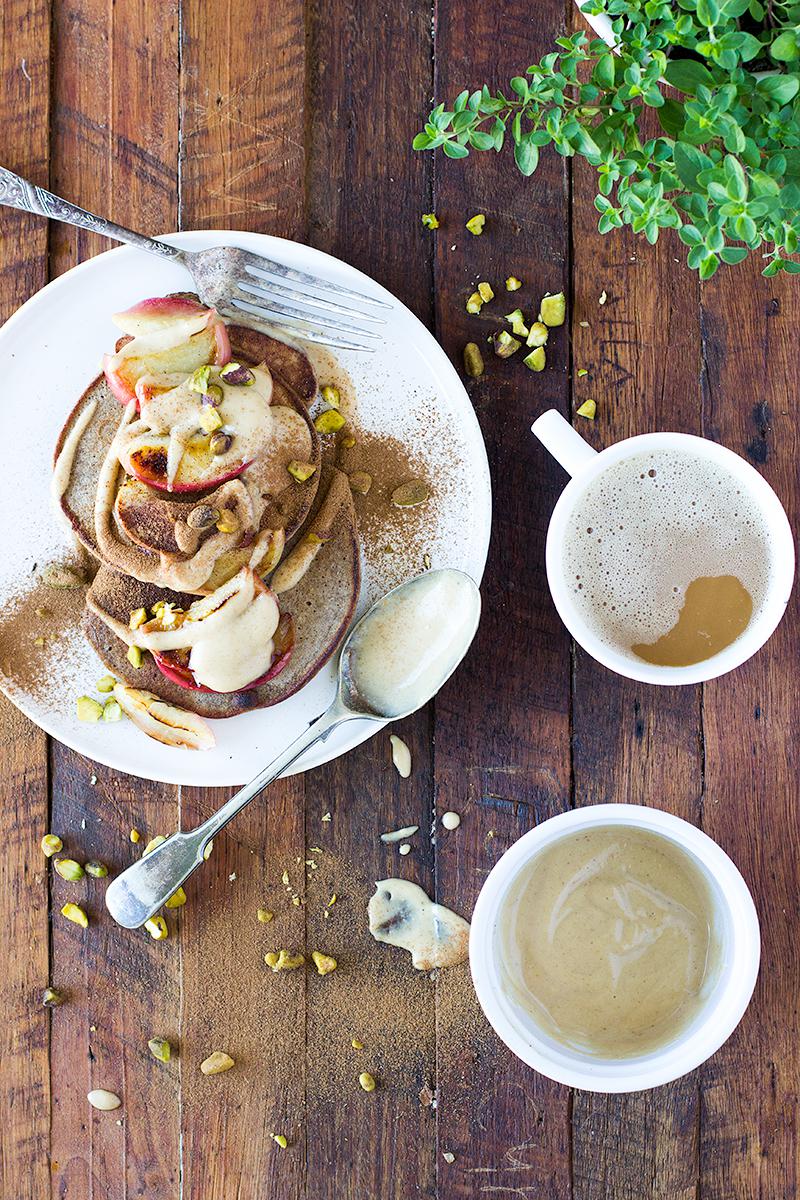 apple pancakes w caramel macadamia sauce | jessica cox  