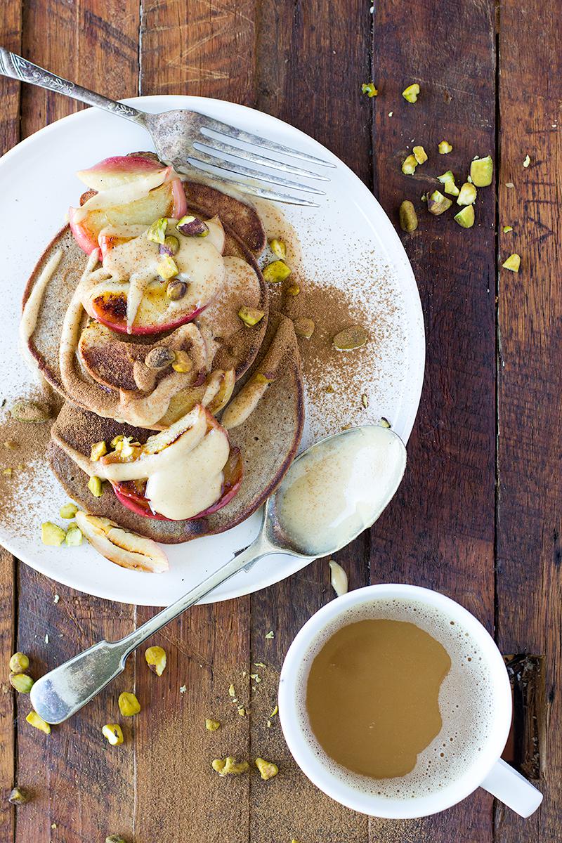 apple pancakes w caramel macadamia sauce | jessica cox  