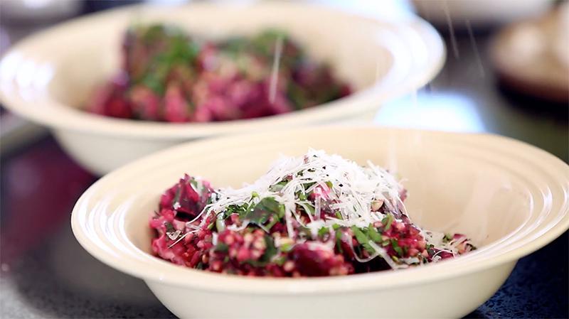 beetroot, goat cheese & spinach buckwheat risotto | jessica cox