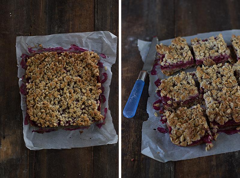 jessica cox | rhubarb & cherry crumble slice