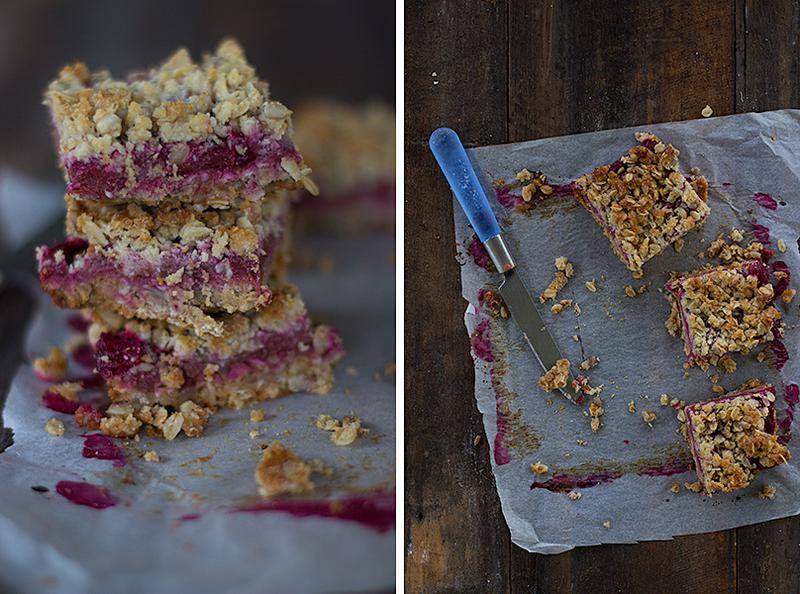 jessica cox | rhubarb & cherry crumble slice