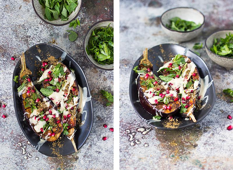 jessica cox | roasted eggplant w date syrup and tahini dressing