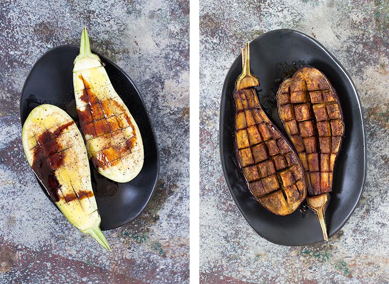 jessica cox | roasted eggplant w date syrup and tahini dressing