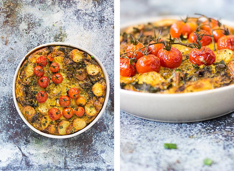 silverbeet, potato & truss tomato frittata | jessica cox 