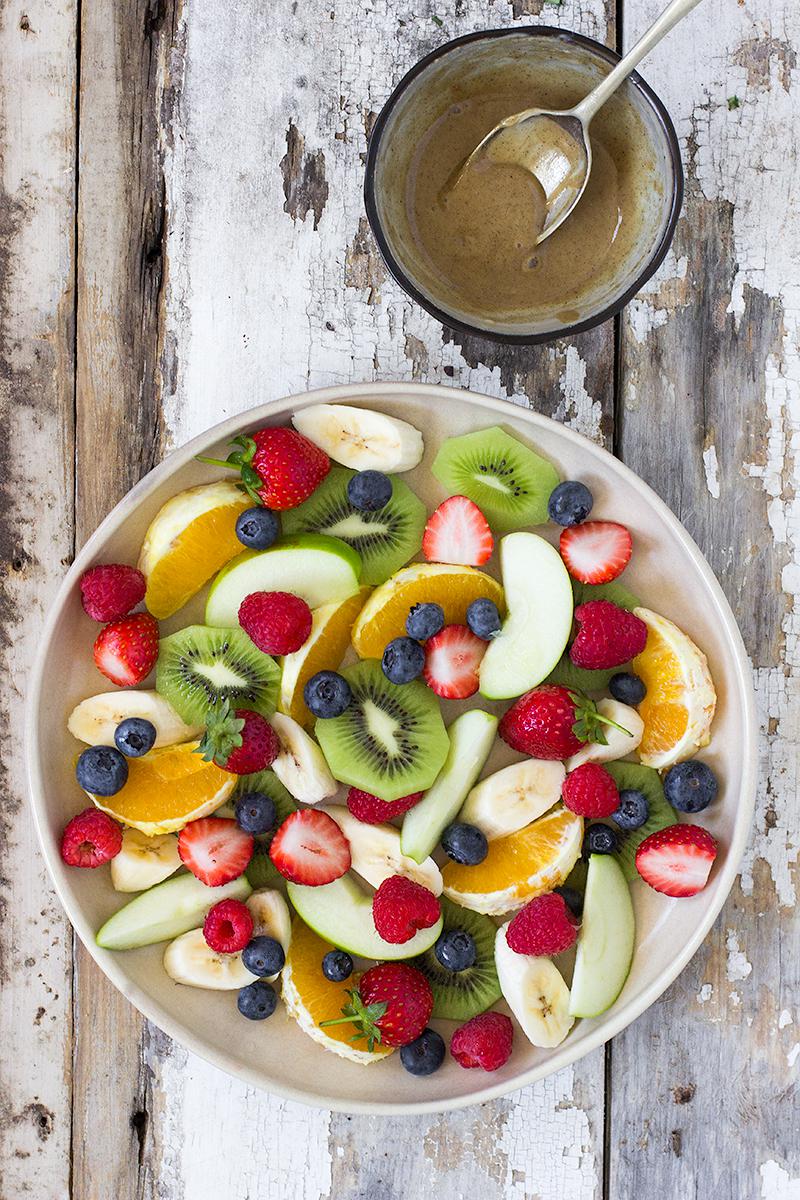 jessica cox | fruit platter w tahini caramel & chocolate