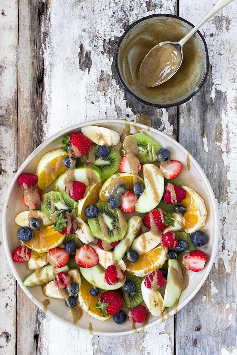 jessica cox | fruit platter w tahini caramel & chocolate