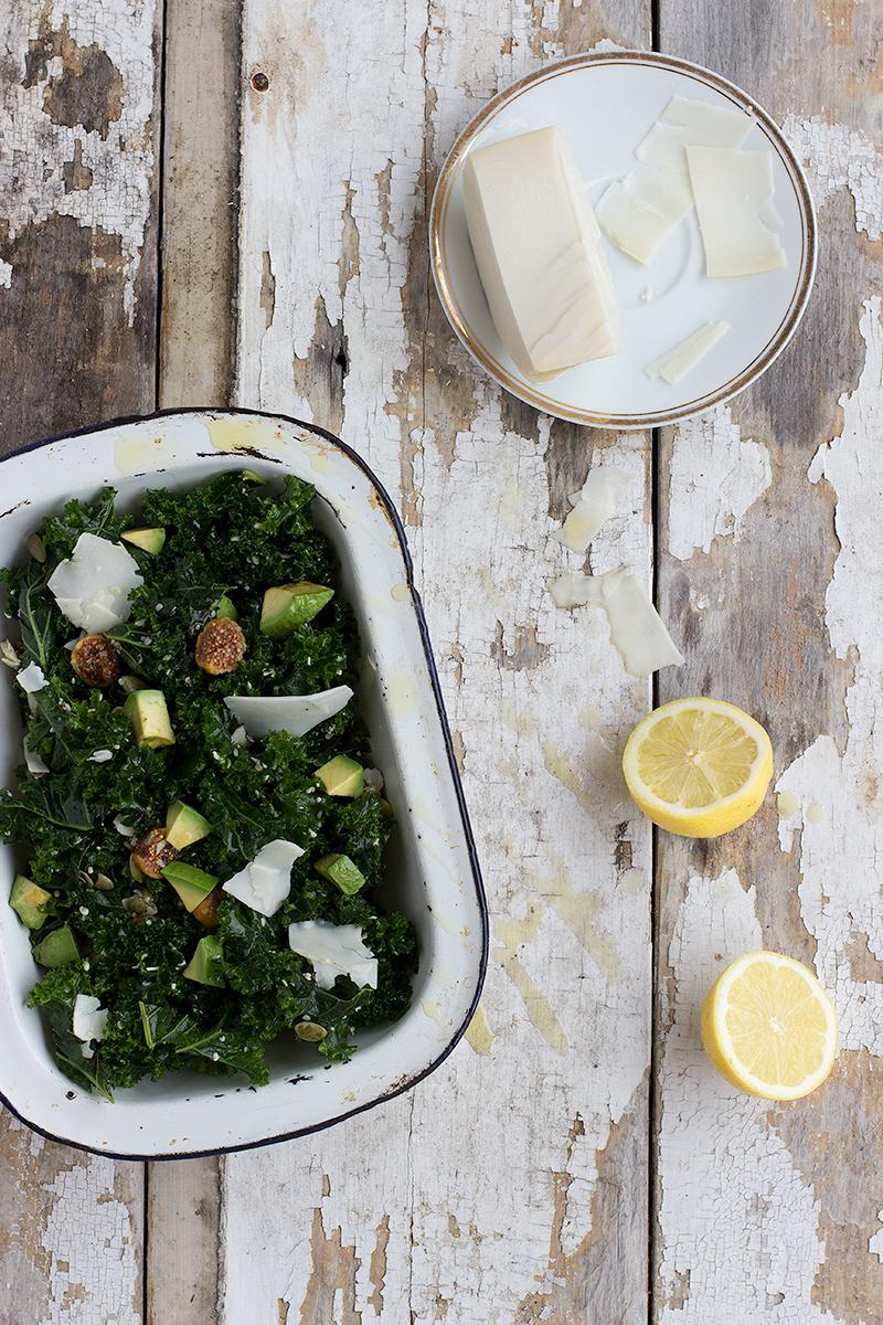 jessica cox | massaged kale salad w avocado, fig + seeds 