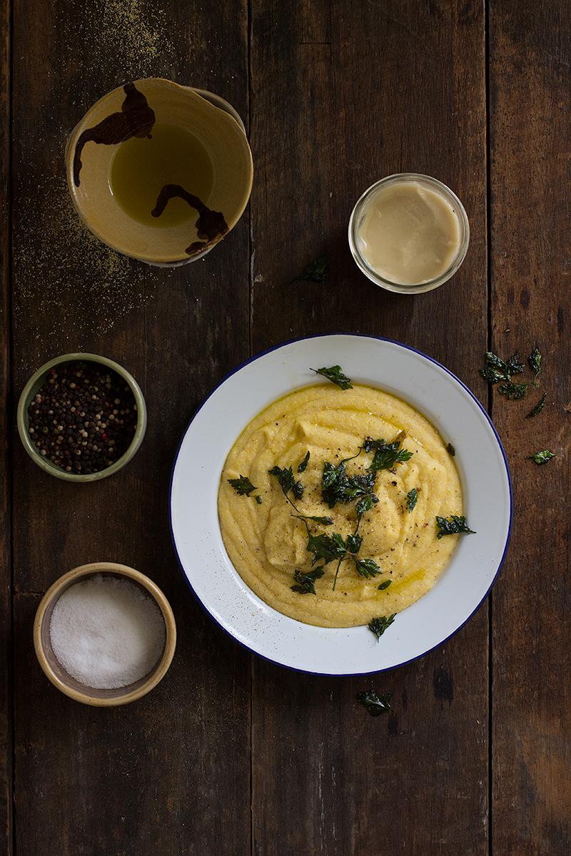 creamy polenta w crispy parsley leaves | jessica cox 