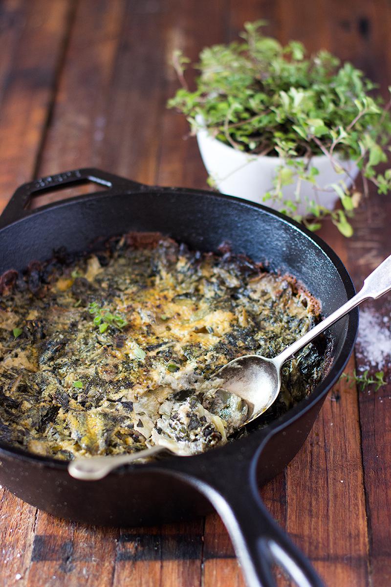 creamy mustard silverbeet & potato bake | jessica cox 