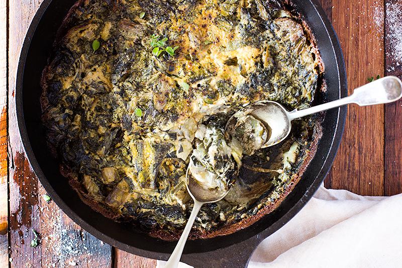 creamy mustard silverbeet & potato bake | jessica cox 