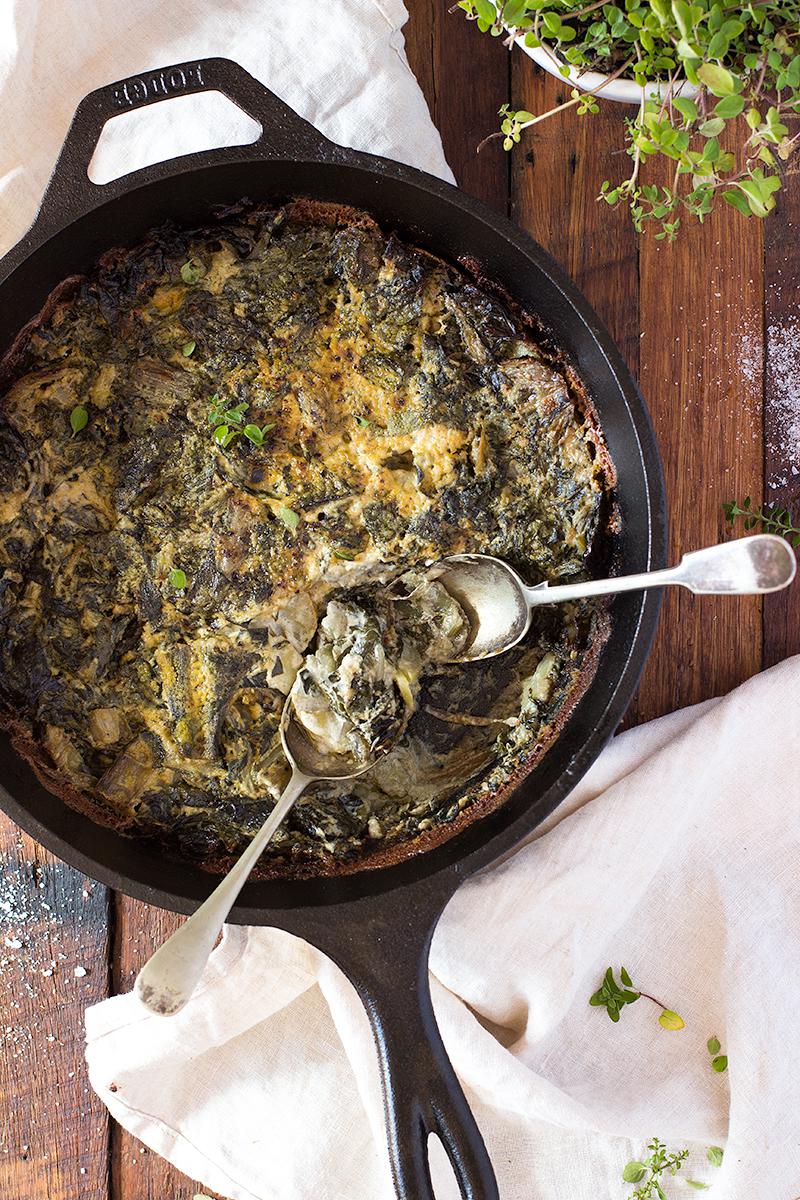 creamy mustard silverbeet & potato bake | jessica cox 