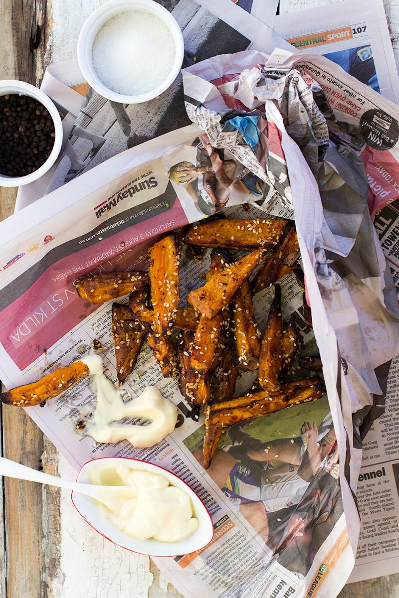 sesame seed & turmeric sweet potato wedges