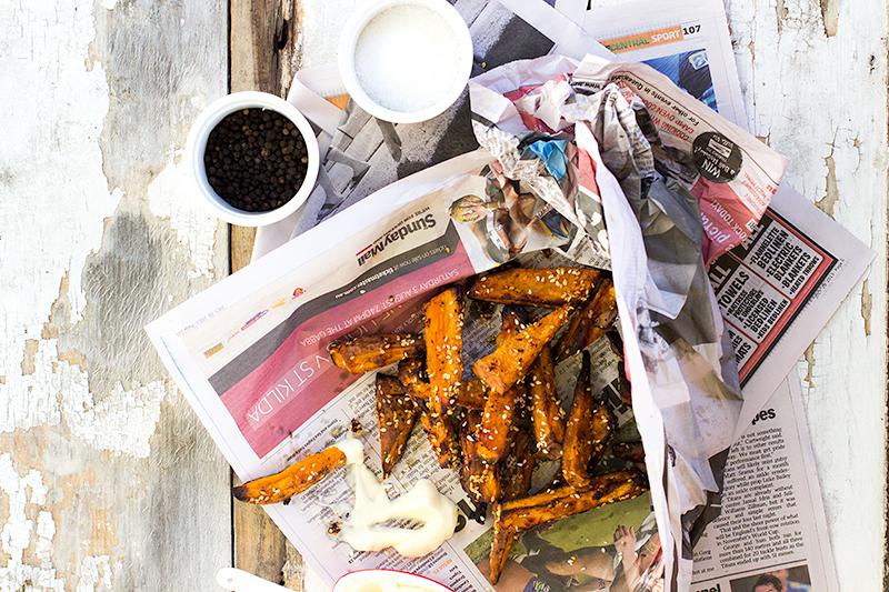 sesame seed & turmeric sweet potato wedges