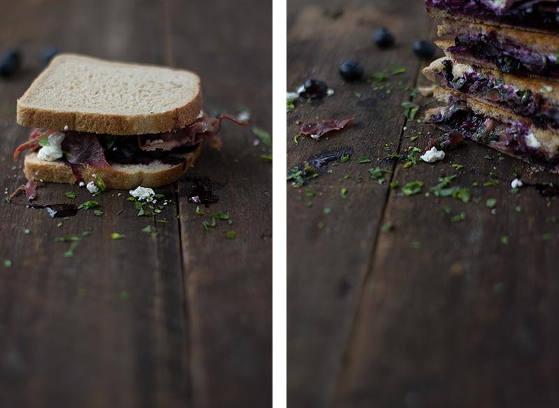 toastie w braised blueberries in balsamic, goats cheese,  prosciutto & rocket | jessica cox