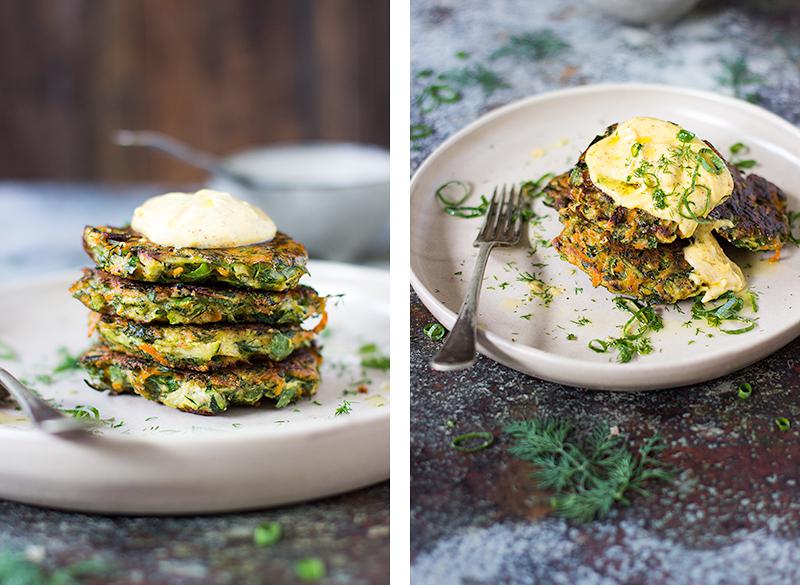 herbed zucchini fritters w mustard mayo | jessica cox 