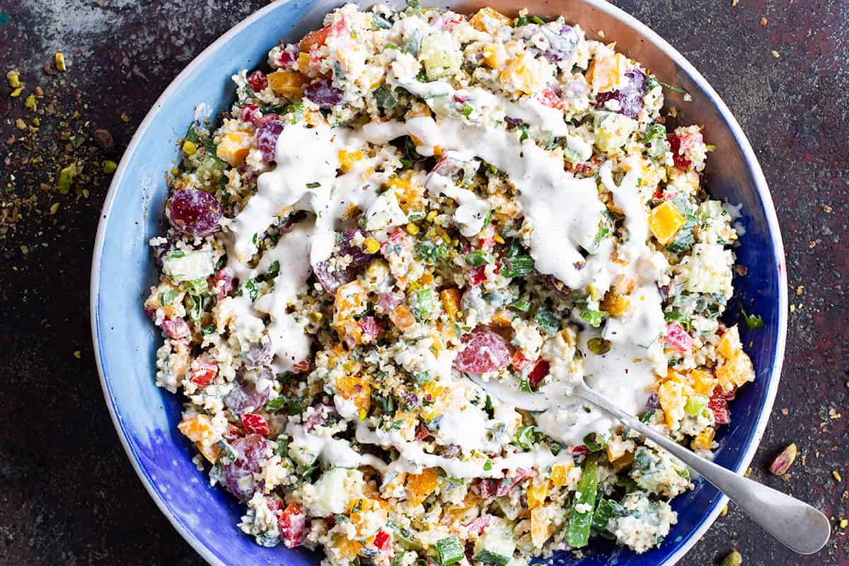 millet salad w creamy mustard dressing recipe | Jessica Cox