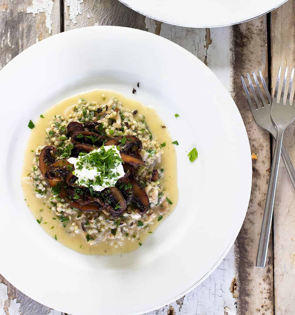 mushroom buckwheat risotto