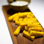 polenta fries with lemon and goats cheese sauce