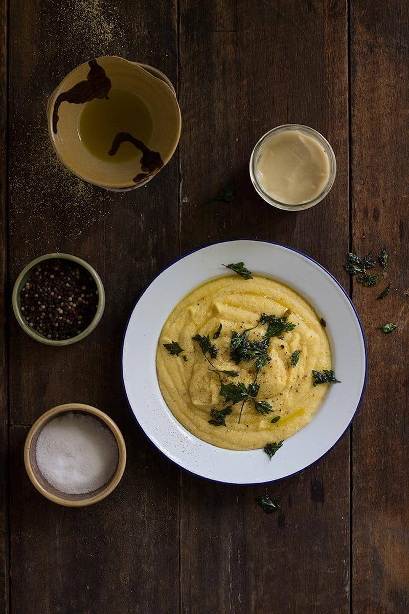 creamy polenta w crispy parsley leaves recipe | Jessica Cox