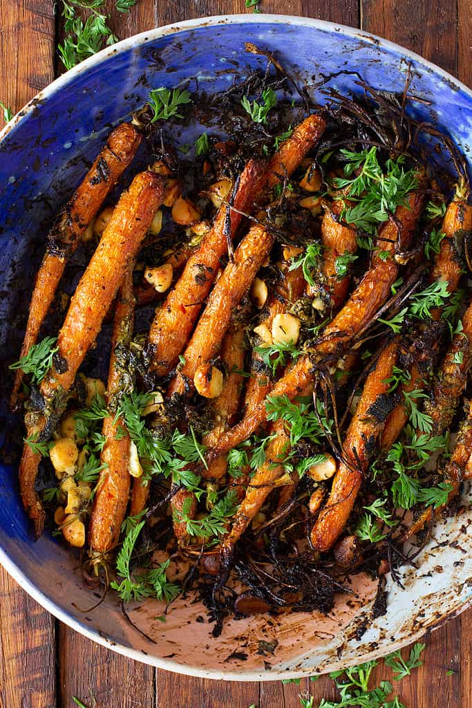 mustard &amp; honey roasted carrots w carrot tops recipe | Jessica Cox