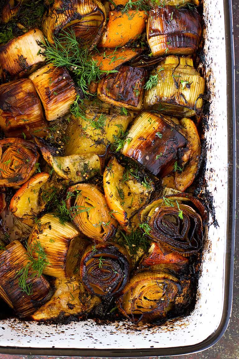 Slow Roasted Leeks W Lemon And Dill Recipe Jessica Cox