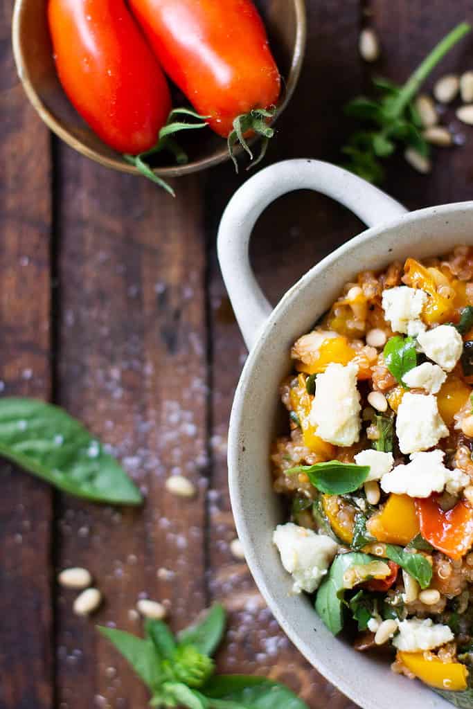 Slow Roasted Tomato Capsicum Basil Salad